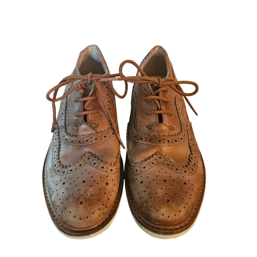 Kenneth Cole New York Kids Cognac Leather Wing Brogue Oxford Shoes Size 3